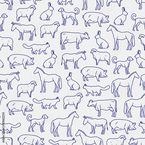 Popular farm animals seamless pattern