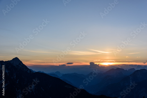 Mountain views from the top of Monte Lussari. Sunset