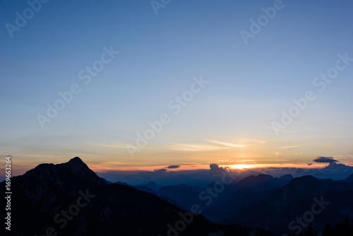 Mountain views from the top of Monte Lussari. Sunset