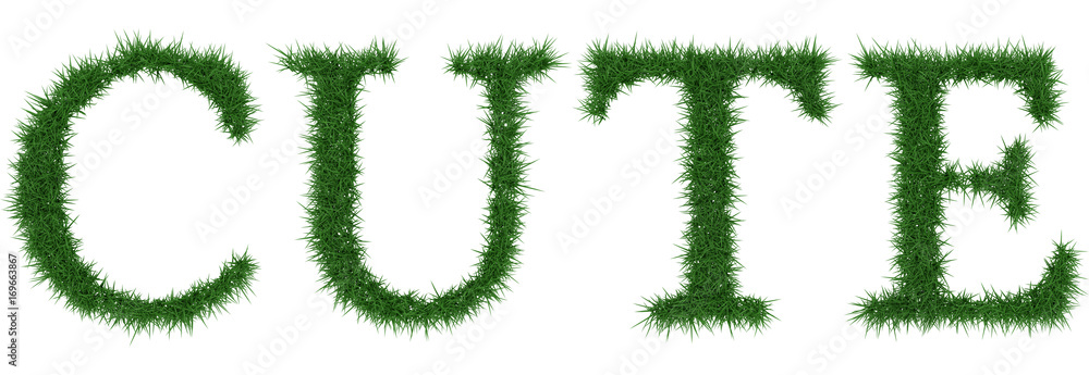 Cute - 3D rendering fresh Grass letters isolated on whhite background.