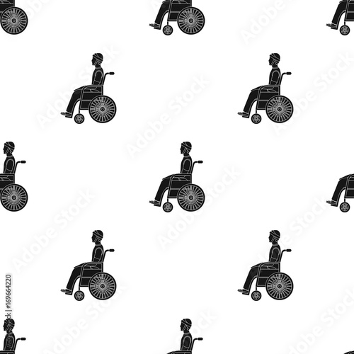 A man with a trauma in a wheelchair. Medicine single icon in black style vector symbol stock illustration web.