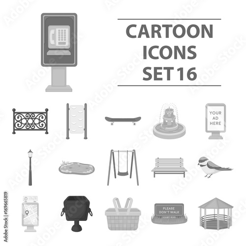 Park set icons in monochrome style. Big collection of park vector symbol stock illustration