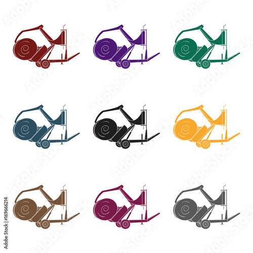 Modern agricultural machinery for  of hay and rolling circles.Agricultural Machinery single icon in black style vector symbol stock illustration.