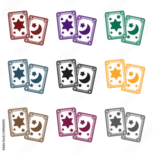 Tarot cards icon in black style isolated on white background. Black and white magic symbol stock vector illustration.