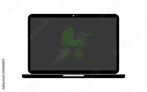 Hacker Laptop Kinderwagen retro
