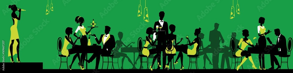 People eat dinner at the restaurant and the sevice People eat dinner at the restaurant and the sevice