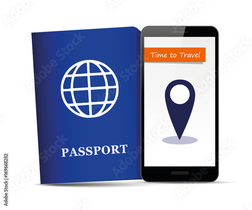 passport und smartphone mit reiseziel