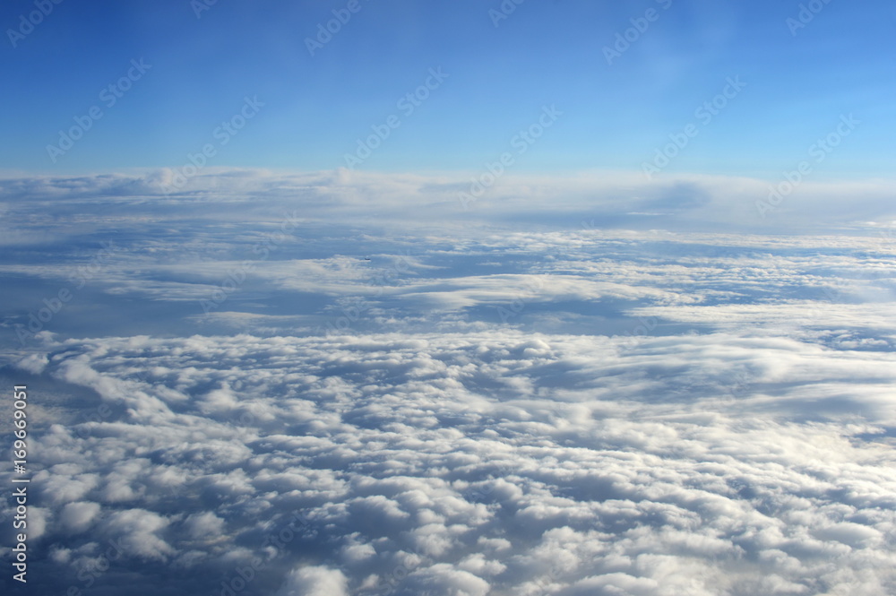 Flight over the clouds.