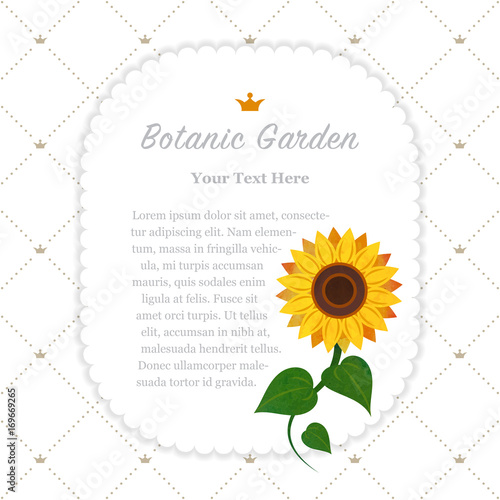 Fototapeta Naklejka Na Ścianę i Meble -  Colorful watercolor texture vector nature botanic garden memo frame sunflower