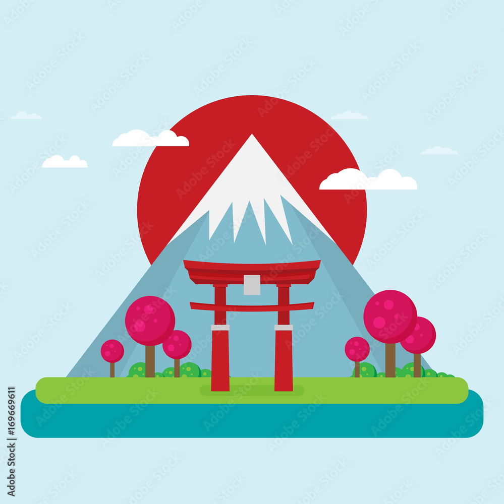 Flat design landscape of Japan illustration vector Flat design landscape of Japan illustration vector