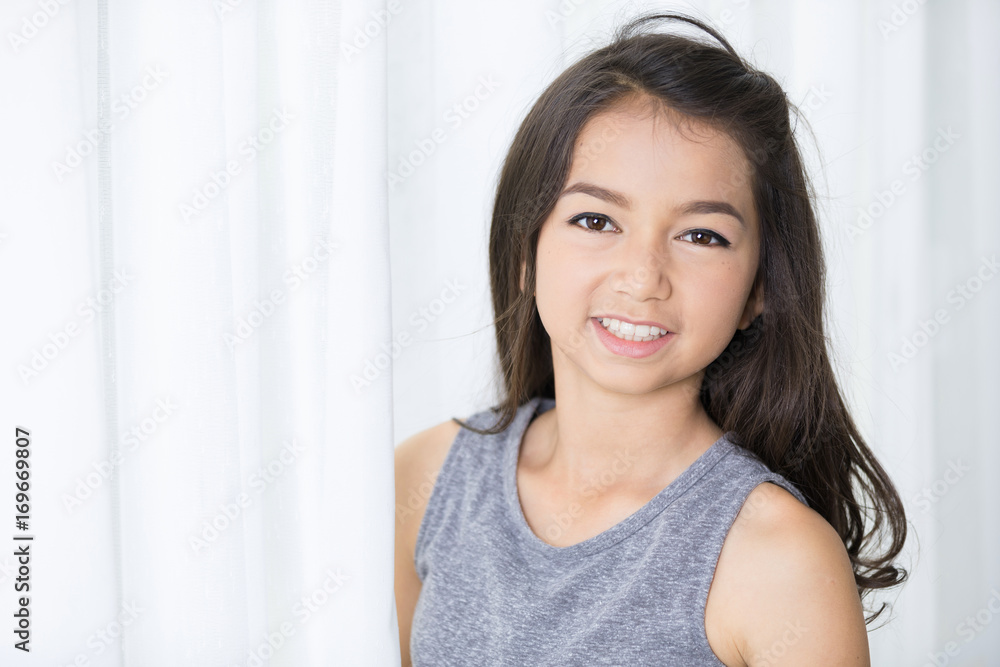 Portrait of asian cute girl with smile face . Portrait of asian cute girl with smile face .