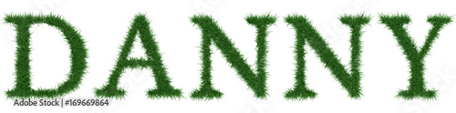 Danny - 3D rendering fresh Grass letters isolated on whhite background. photo