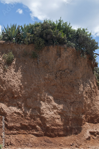 Effects of seaside coastal erosion with clayey soil