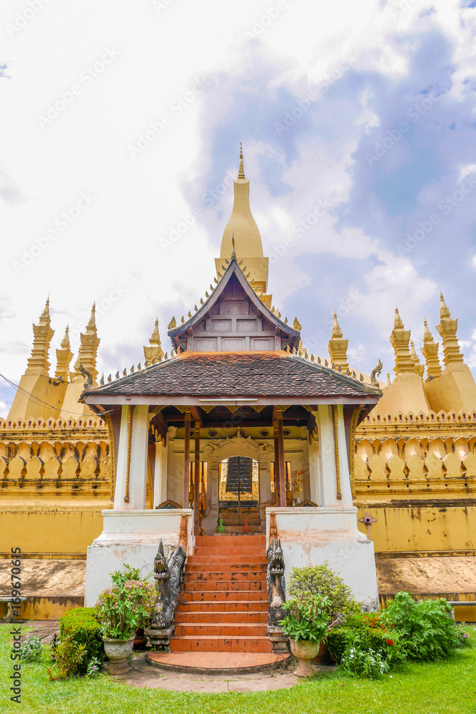 Svelte and golden Pha That Luang is the most important national monument in Laos located in Vientiane.