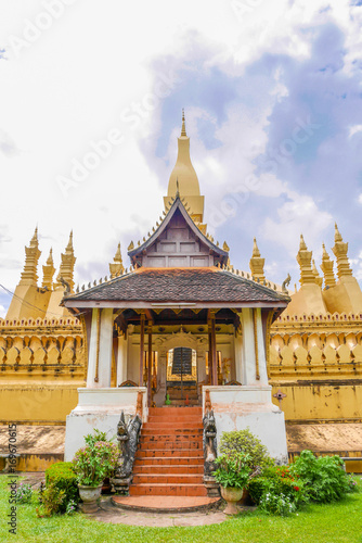 Svelte and golden Pha That Luang is the most important national monument in Laos located in Vientiane. © Mongkolchon