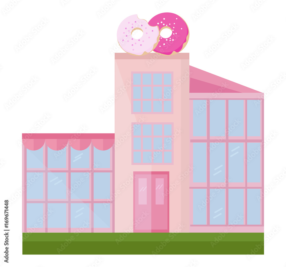 Donuts store facade building Vector illustration Donuts store facade building Vector illustration