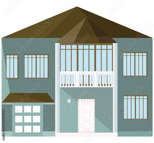 Modern architecture facade building vector illustration blue house