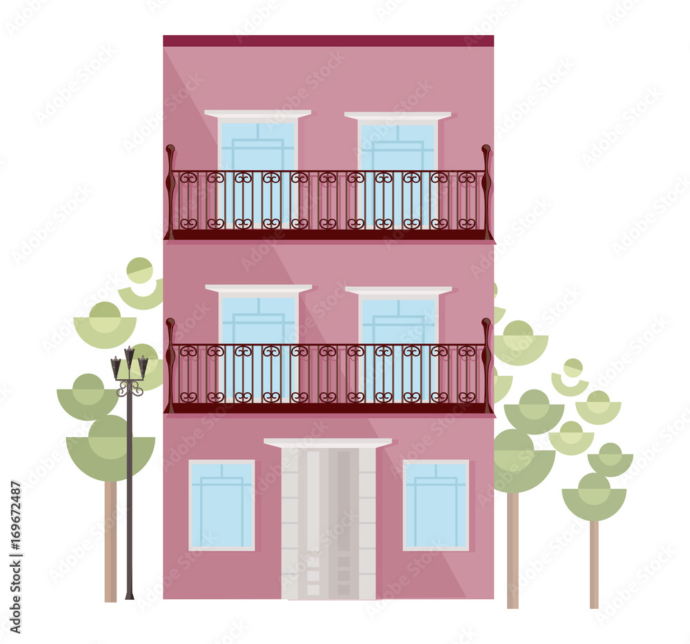 Architecture facade building vector illustrations flat style