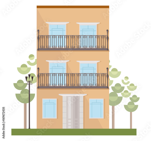 Architecture facade building vector illustrations flat style
