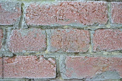 Old brick wall in frost. Pushkin  Tsarskoe Selo