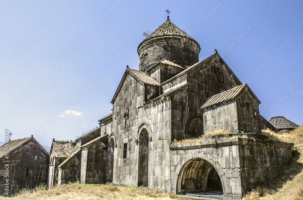 Church of St. Nshan with the entrance to the book depository in the monastery complex Haghpat in Armenia

