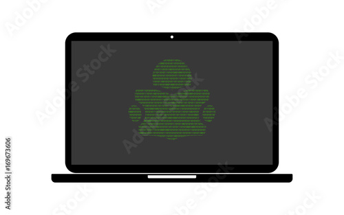 Hacker Laptop lesende Figur