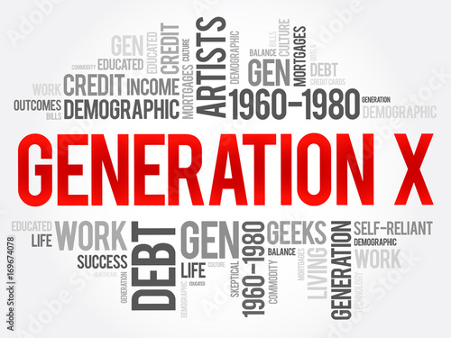 Generation X Word Cloud Concept collage background