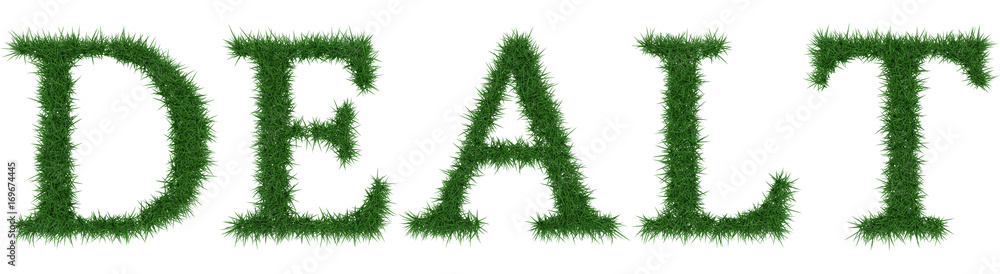 Dealt - 3D rendering fresh Grass letters isolated on whhite background. Dealt - 3D rendering fresh Grass letters isolated on whhite background.