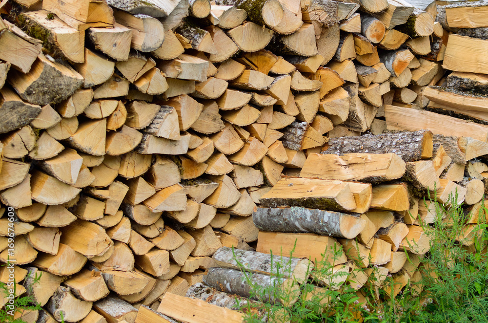 Firewood combined in two ranks for a furnace kindling Firewood combined in two ranks for a furnace kindling