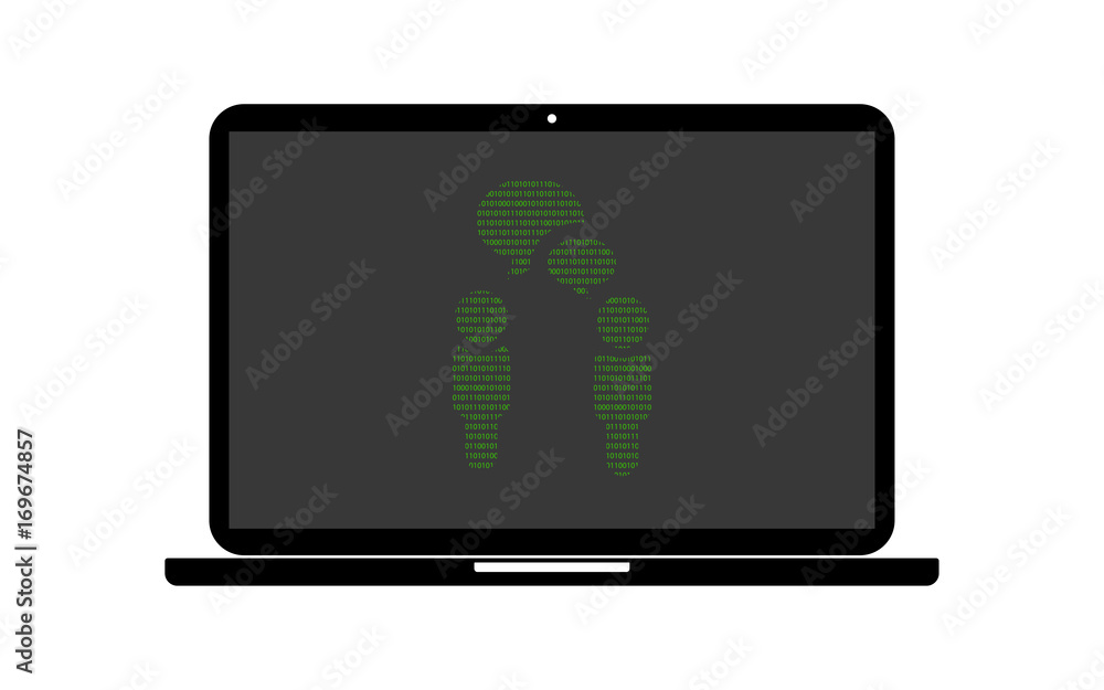 Hacker Laptop Figuren mit Sprechblasen Hacker Laptop Figuren mit Sprechblasen