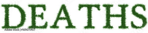 Deaths - 3D rendering fresh Grass letters isolated on whhite background.