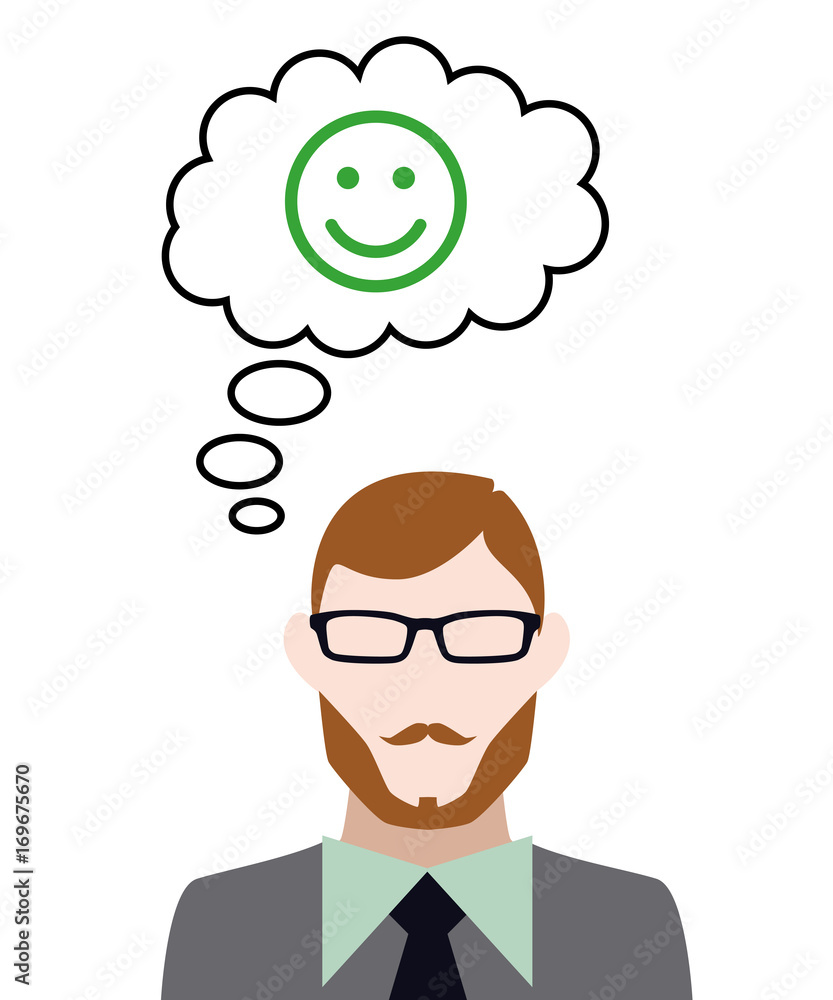 Person denkt an glückliches Smiley