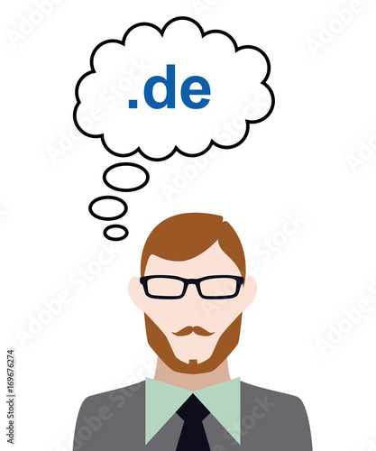 Person denkt an deutsche Domain