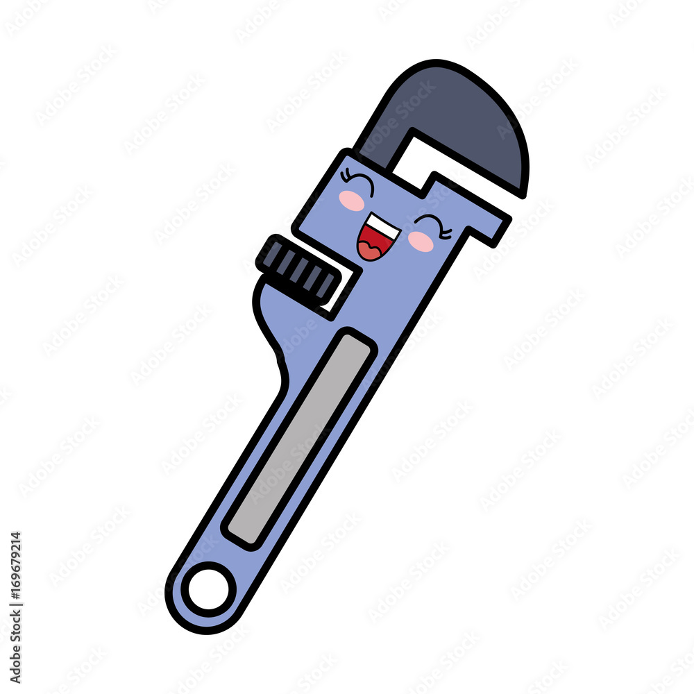 Obraz premium kawaii pipe wrench icon over white background vector illustration