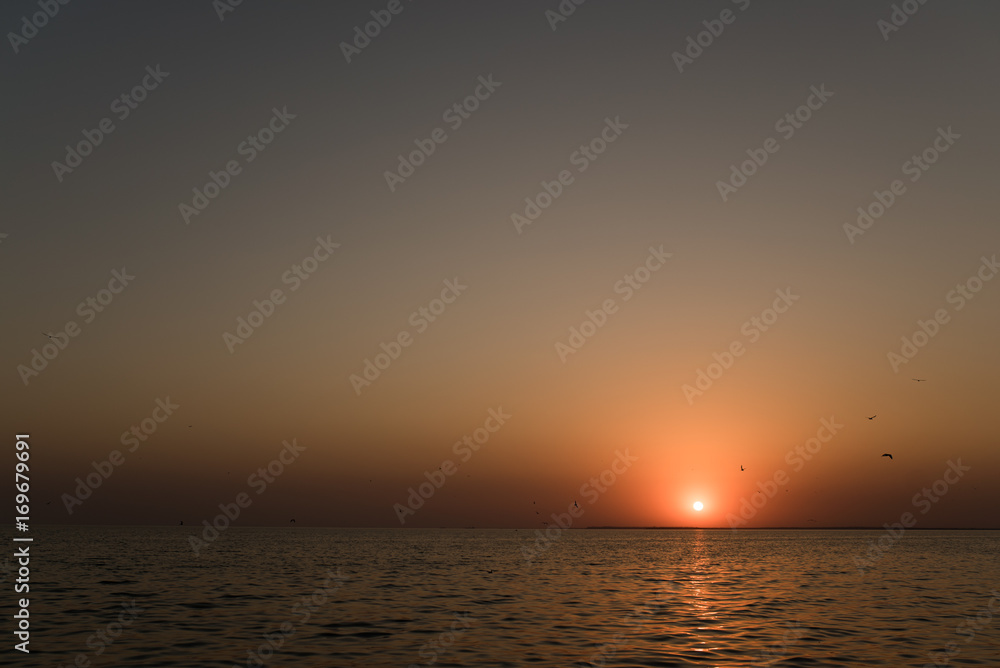 Beautiful sunset or sunrise over the ocean or sea
