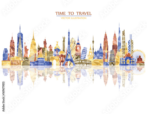 Travel and tourism background. Vector illustration