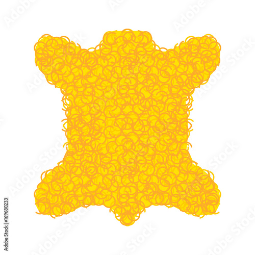 Golden fleece legendary isolated. Yellow fur ram magic artefact