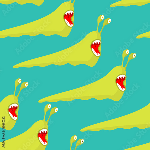 Slug seamless pattern. Monsters Insects pests ornament.
