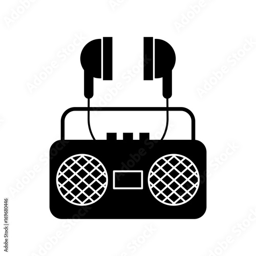 radio music player with earphones vector illustration design