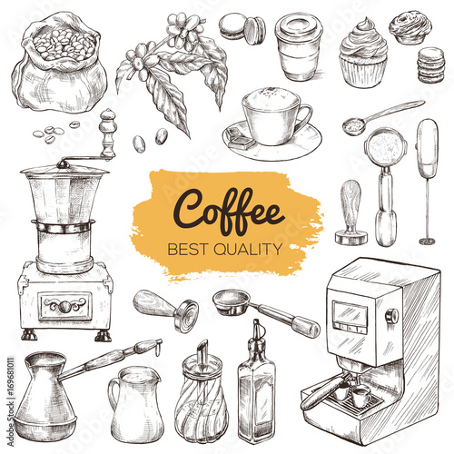 Coffee. Set of hand drawn elements