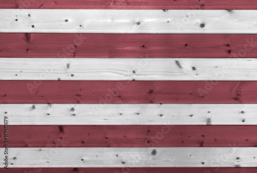 Wooden background painted in red white color