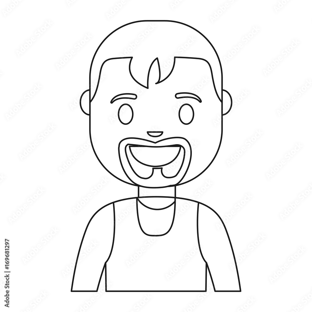 cartoon man smiling icon over white background vector illustration