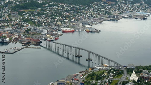 Tromso (Tromsø) bridge in Tromso (Tromsø) ,norway, and panorama of tromso.