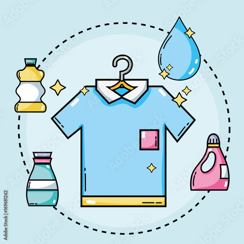 set laundry equipment to clean the clothes