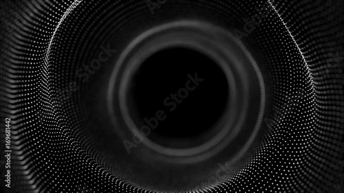 60fps looped seamless abstract black and white mask background. Smooth motion of hi-tech dots. For logo and title placement, event, concert, presentation, site, VJ, Resolume.