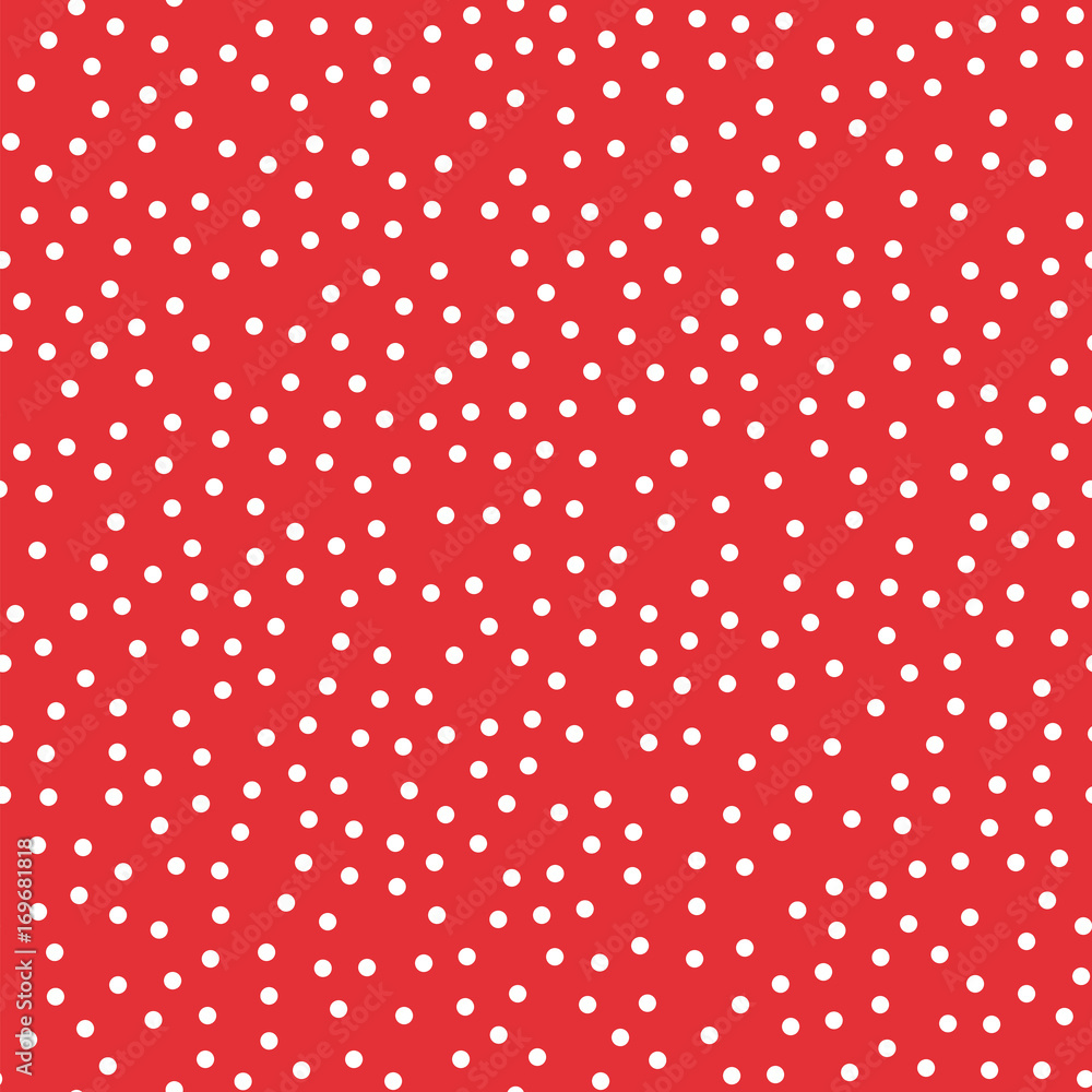 Vecteur Stock White polka dots seamless pattern on red background ...