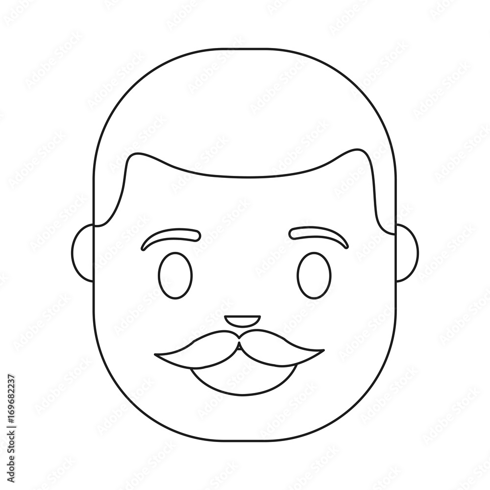 cartoon man with mustache icon over white background vector illustration