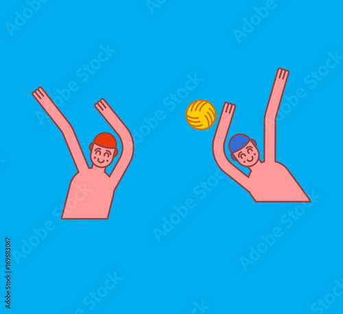 Water polo. Athletes play ball in water. Sports Waters games