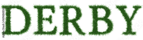 Fényképezés Derby - 3D rendering fresh Grass letters isolated on whhite background