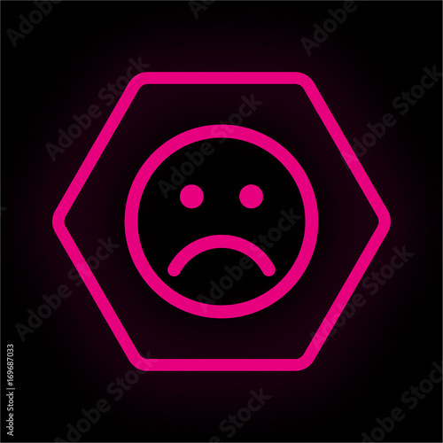 Neon Button Polygon - Smiley traurig